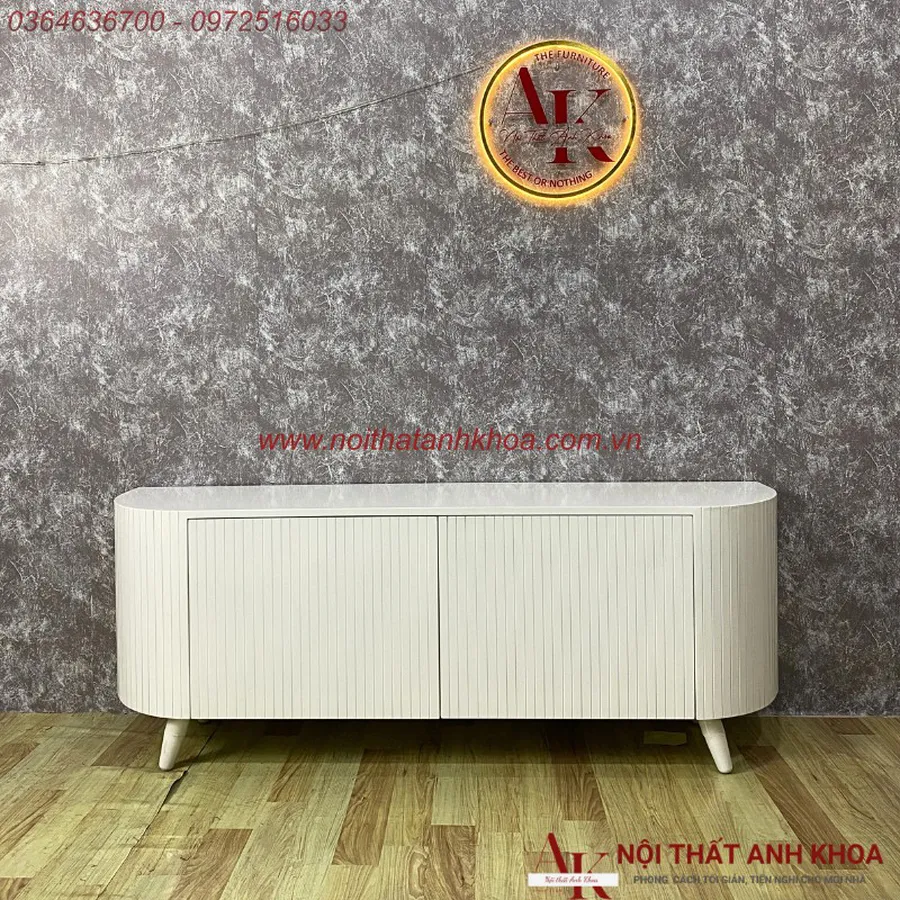 Kệ Tivi Phòng Khách Gỗ Công Nghiệp MDF Màu Trắng Thiết Kế Hiện Đại Giá Rẻ