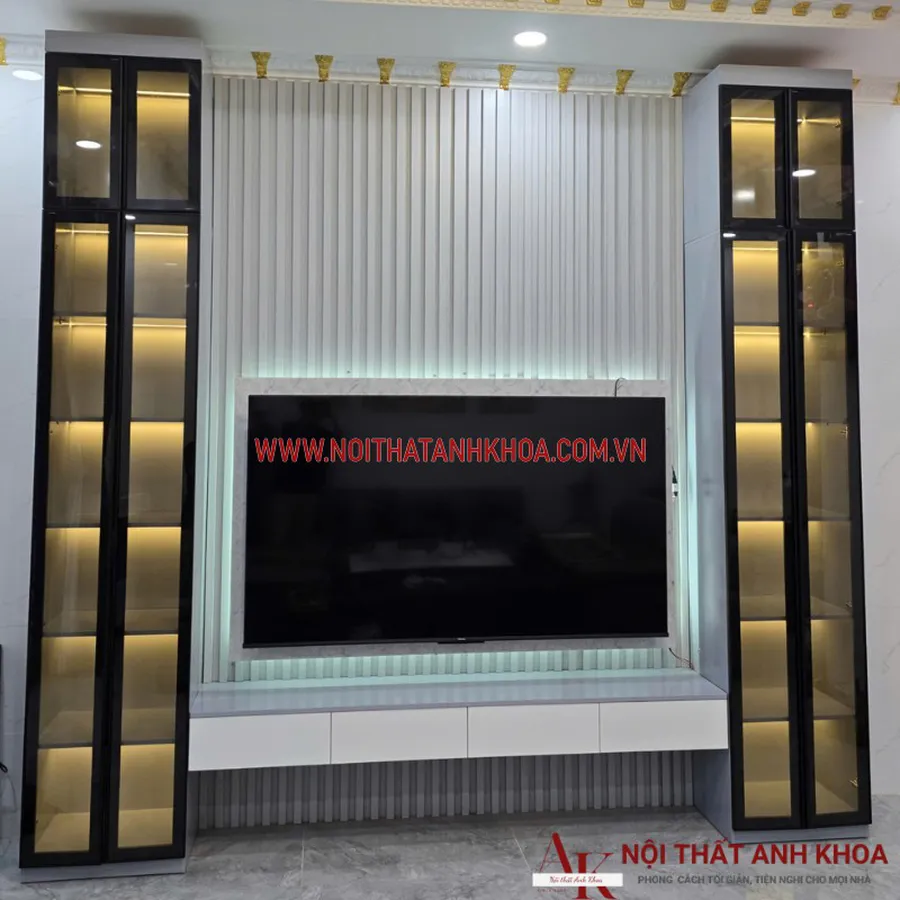Kệ Tivi Phòng Khách Kết Hợp Tủ Cánh Kính Đẹp Hiện Đại