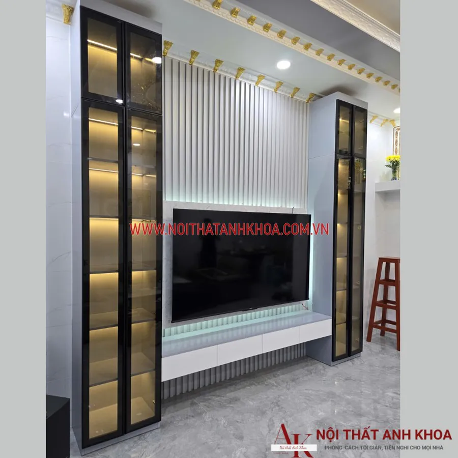 Kệ Tivi Phòng Khách Kết Hợp Tủ Cánh Kính Đẹp Hiện Đại