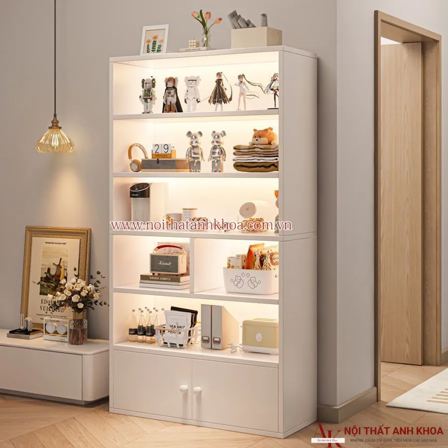 Kệ Trang Trí Có Led Gỗ Công Nghiệp Đẹp Hiện Đại