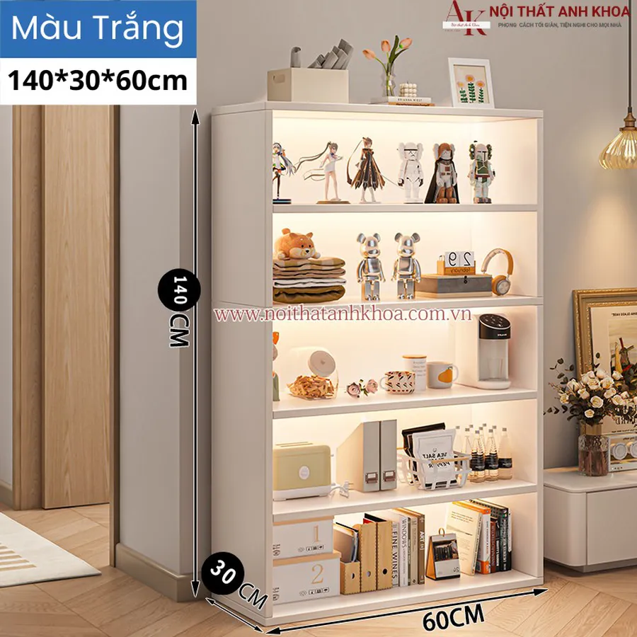 Kệ Trang Trí Có Led Gỗ Công Nghiệp Đẹp Hiện Đại