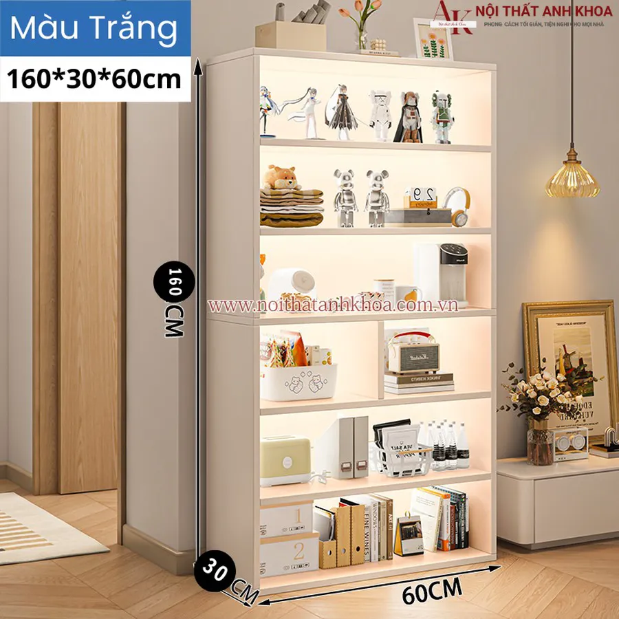Kệ Trang Trí Có Led Gỗ Công Nghiệp Đẹp Hiện Đại