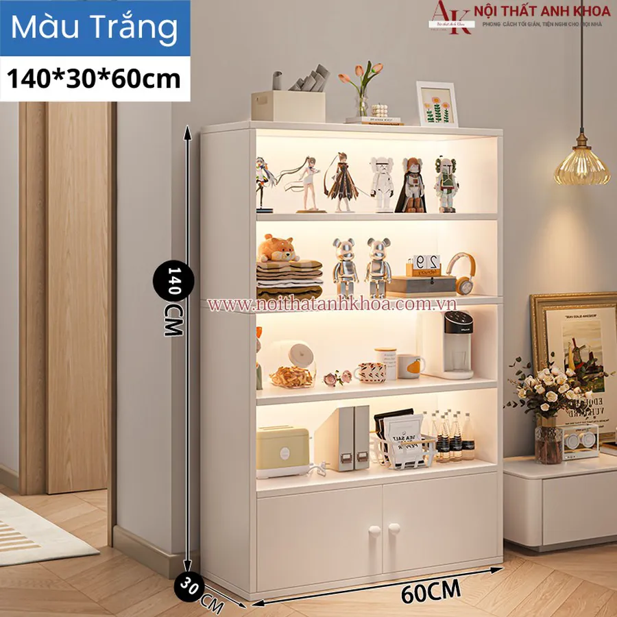 Kệ Trang Trí Có Led Gỗ Công Nghiệp Đẹp Hiện Đại