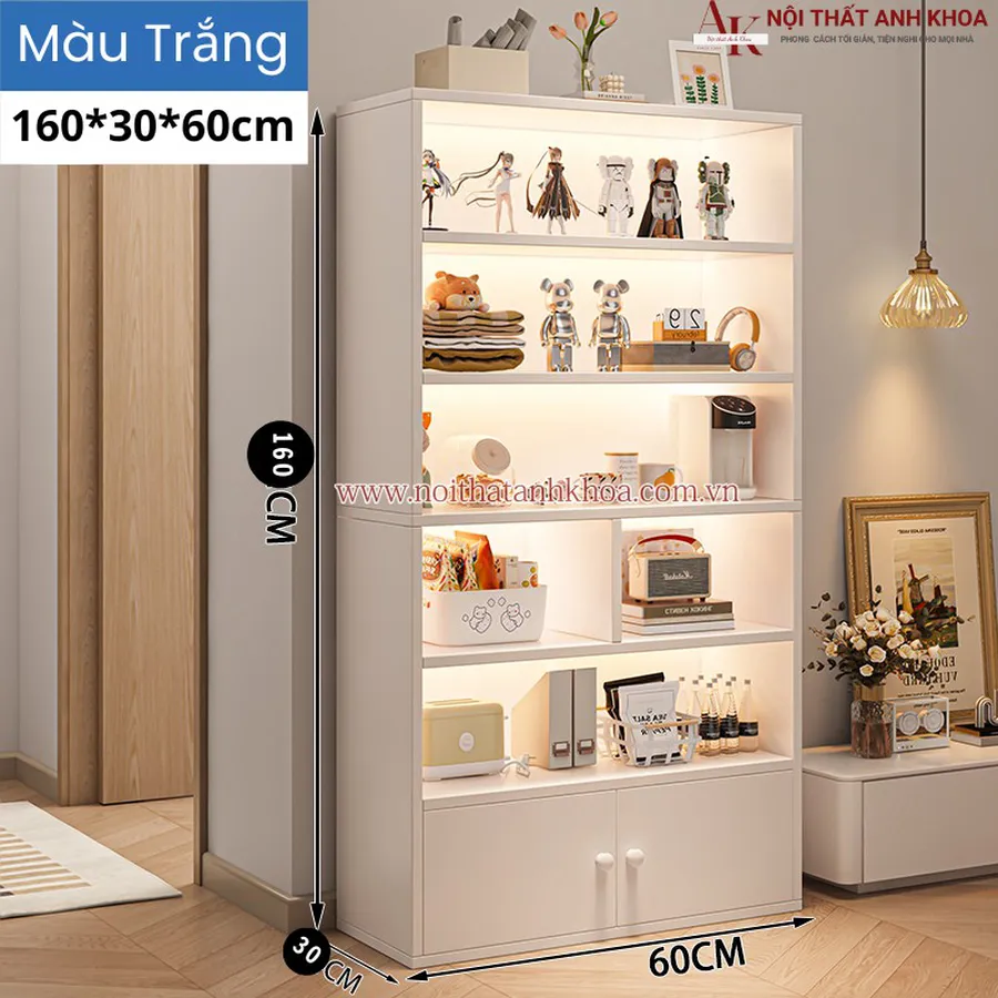 Kệ Trang Trí Có Led Gỗ Công Nghiệp Đẹp Hiện Đại