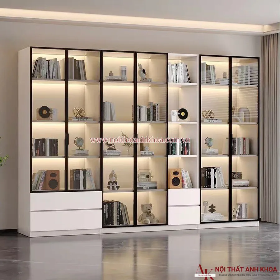 Kệ Trang Trí Phòng Khách Có Đèn Led Đẹp Hiện Đại