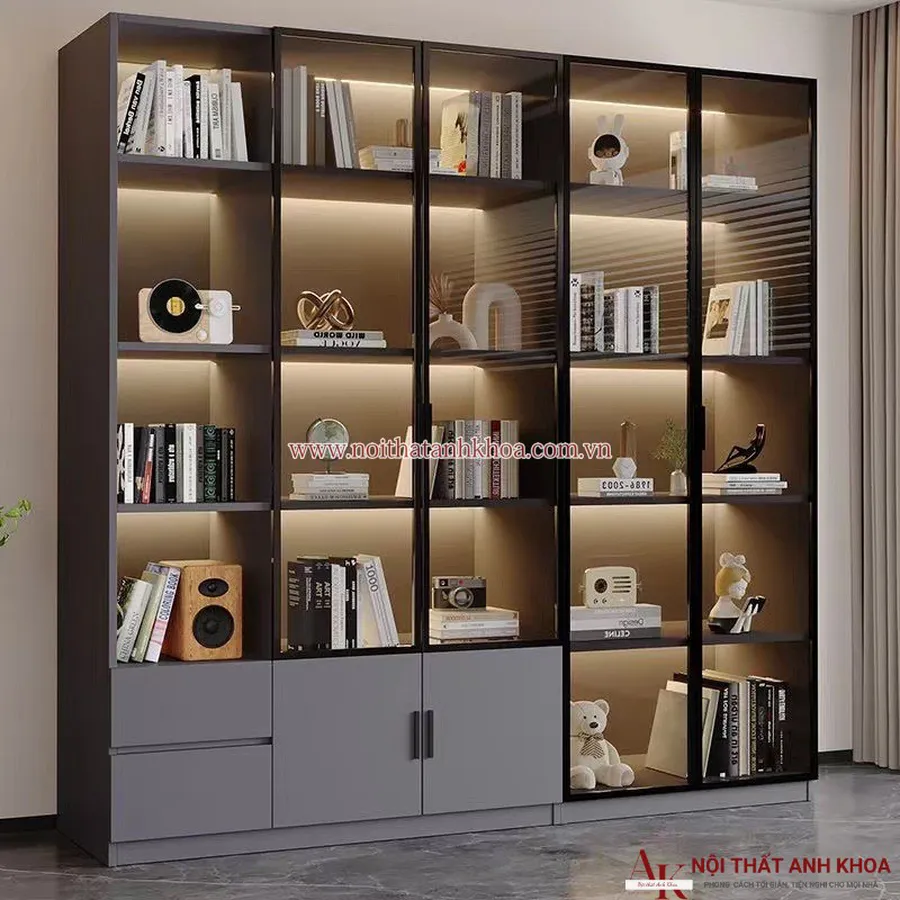 Kệ Trang Trí Phòng Khách Có Đèn Led Đẹp Hiện Đại