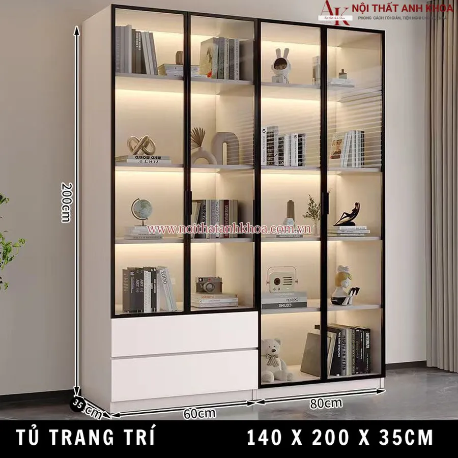 Kệ Trang Trí Phòng Khách Có Đèn Led Đẹp Hiện Đại