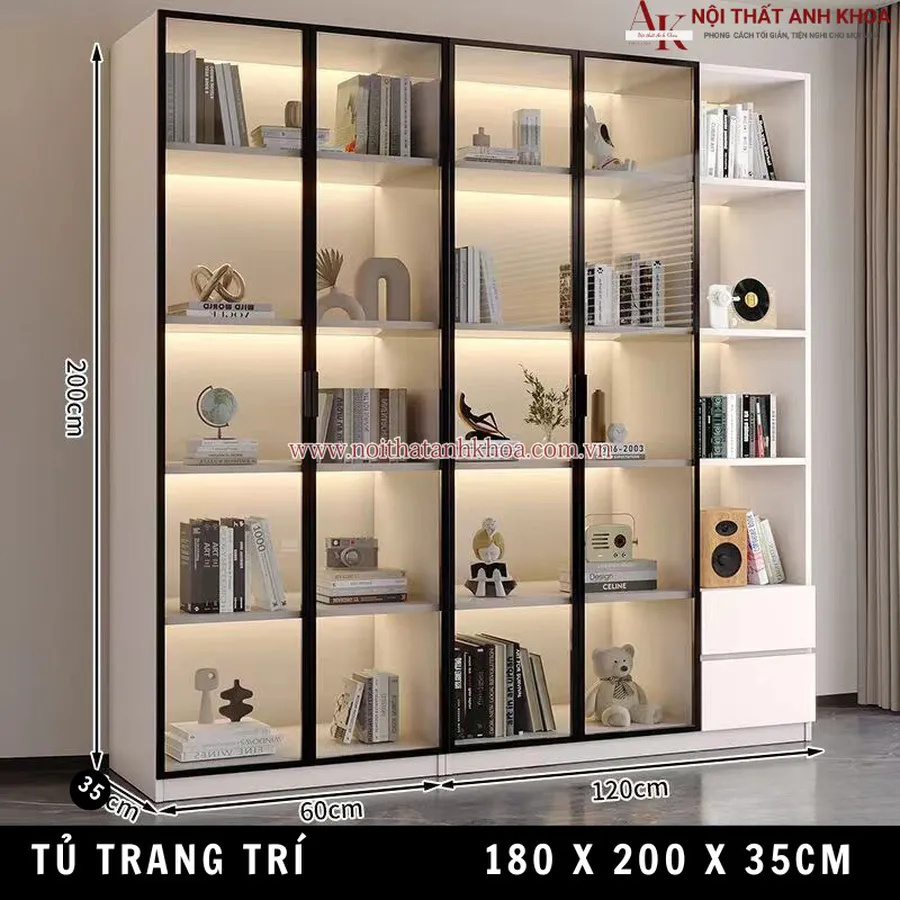 Kệ Trang Trí Phòng Khách Có Đèn Led Đẹp Hiện Đại