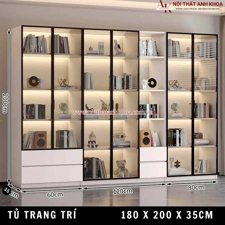 Kệ Trang Trí Phòng Khách Có Đèn Led Đẹp Hiện Đại