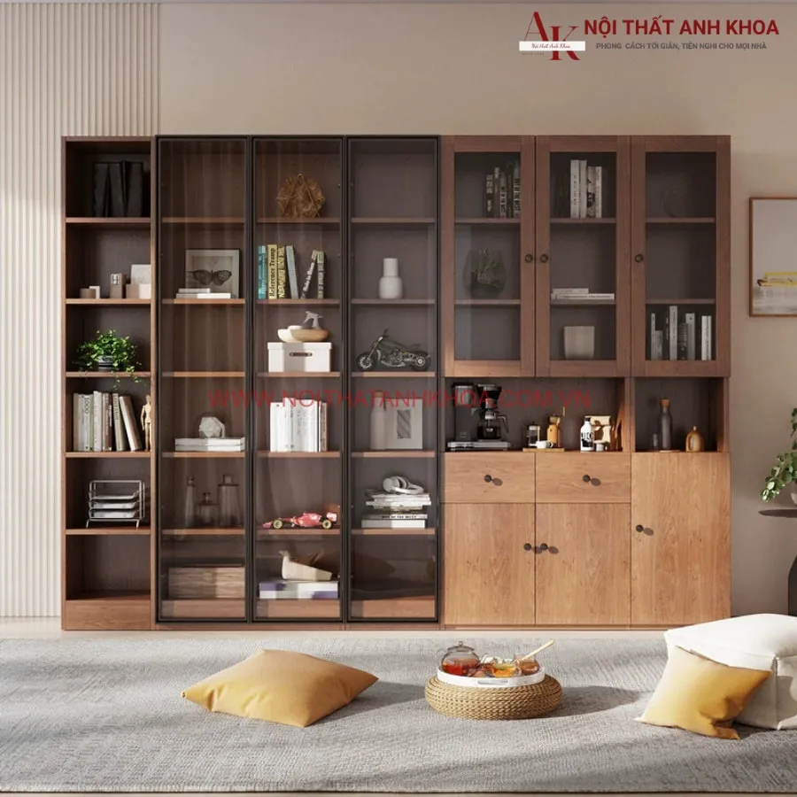 Kệ Trang Trí Phòng Khách Gỗ Công Nghiệp Đẹp Sang Trọng 