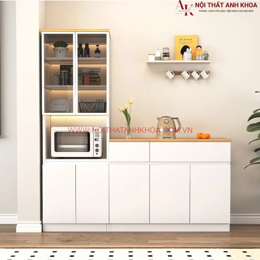 Kệ Tủ Đựng Chén Bát Và Lò Vi Sóng Đẹp Hiện Đại