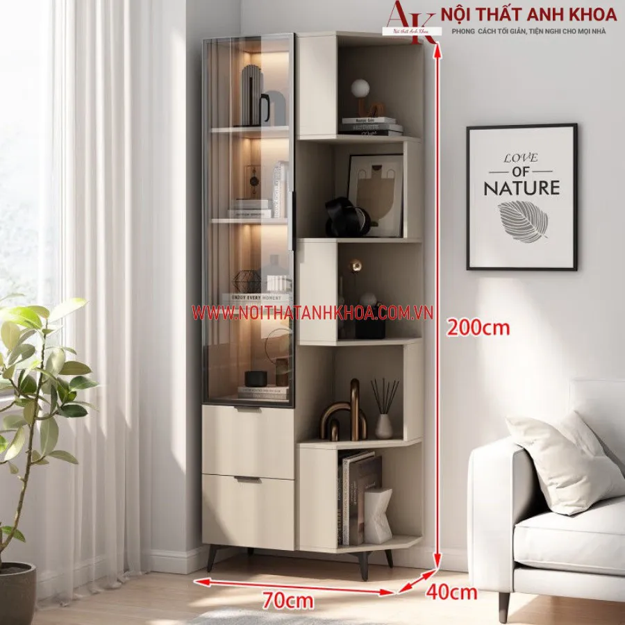 Kệ Góc Tường Cánh Kính Phối Màu Đẹp