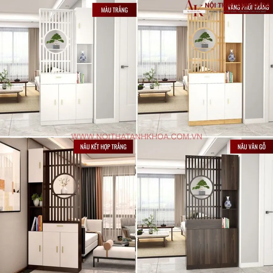 Kệ Vách Ngăn Phòng Khách Gỗ Công Nghiệp Đẹp Hiện Đại