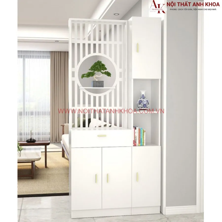 Kệ Vách Ngăn Phòng Khách Gỗ Công Nghiệp Đẹp Hiện Đại