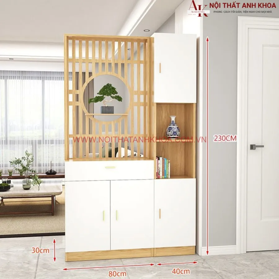 Kệ Vách Ngăn Phòng Khách Gỗ Công Nghiệp Đẹp Hiện Đại