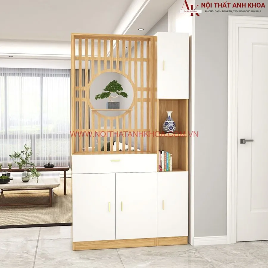 Kệ Vách Ngăn Phòng Khách Gỗ Công Nghiệp Đẹp Hiện Đại