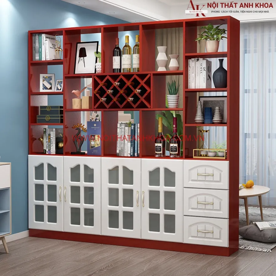 Kệ Vách Ngăn Phòng Khách Gỗ Công Nghiệp Đẹp Hiện Đại Sang Trọng