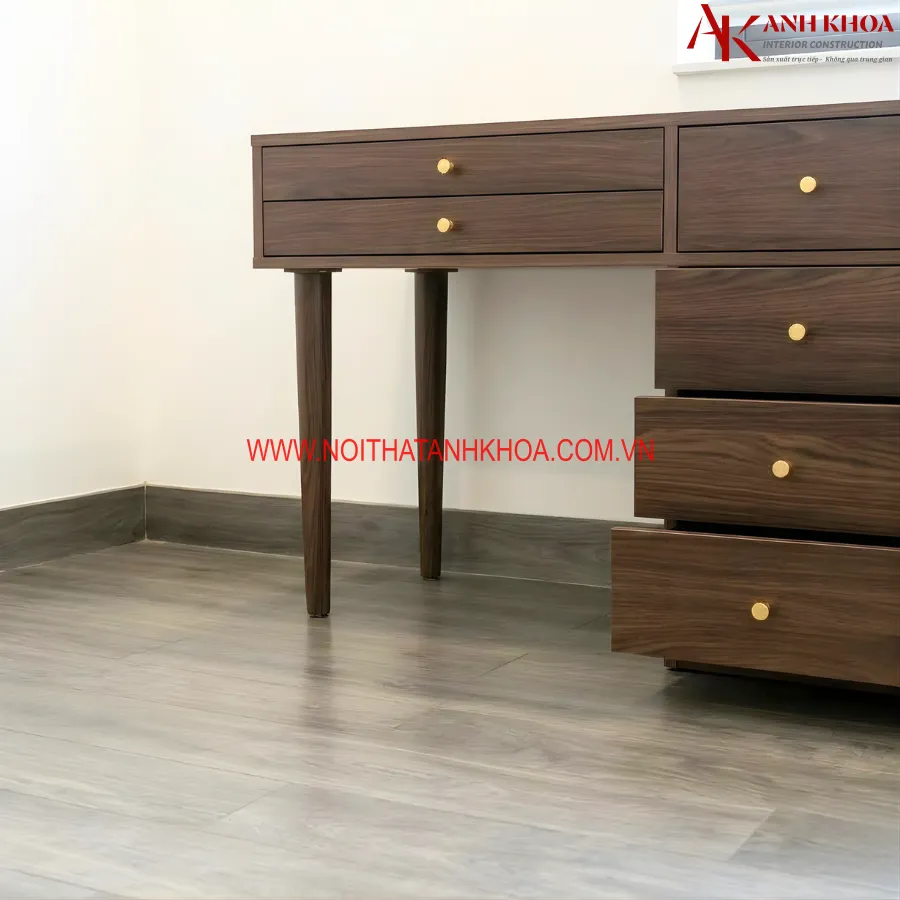 Bàn Phấn Gỗ Công Nghiệp Hiện Đại Màu Óc Chó