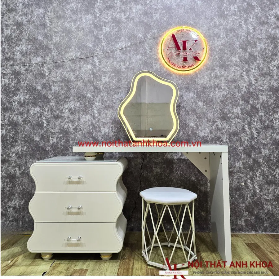 Mẫu Bàn Trang Điểm Đẹp Gỗ MDF Màu Trắng Sang Trọng Hiện Đại (Hàng nhập khẩu)