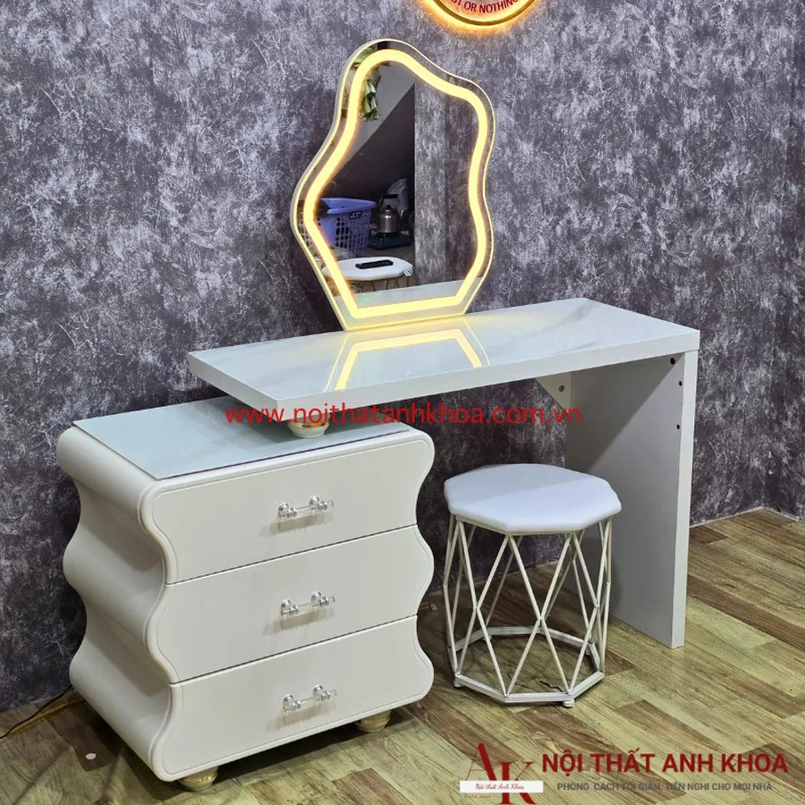 Mẫu Bàn Trang Điểm Đẹp Gỗ MDF Màu Trắng Sang Trọng Hiện Đại (Hàng nhập khẩu)