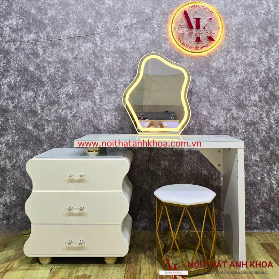 Mẫu Bàn Trang Điểm Đẹp Gỗ MDF Màu Trắng Sang Trọng Hiện Đại (Hàng nhập khẩu)