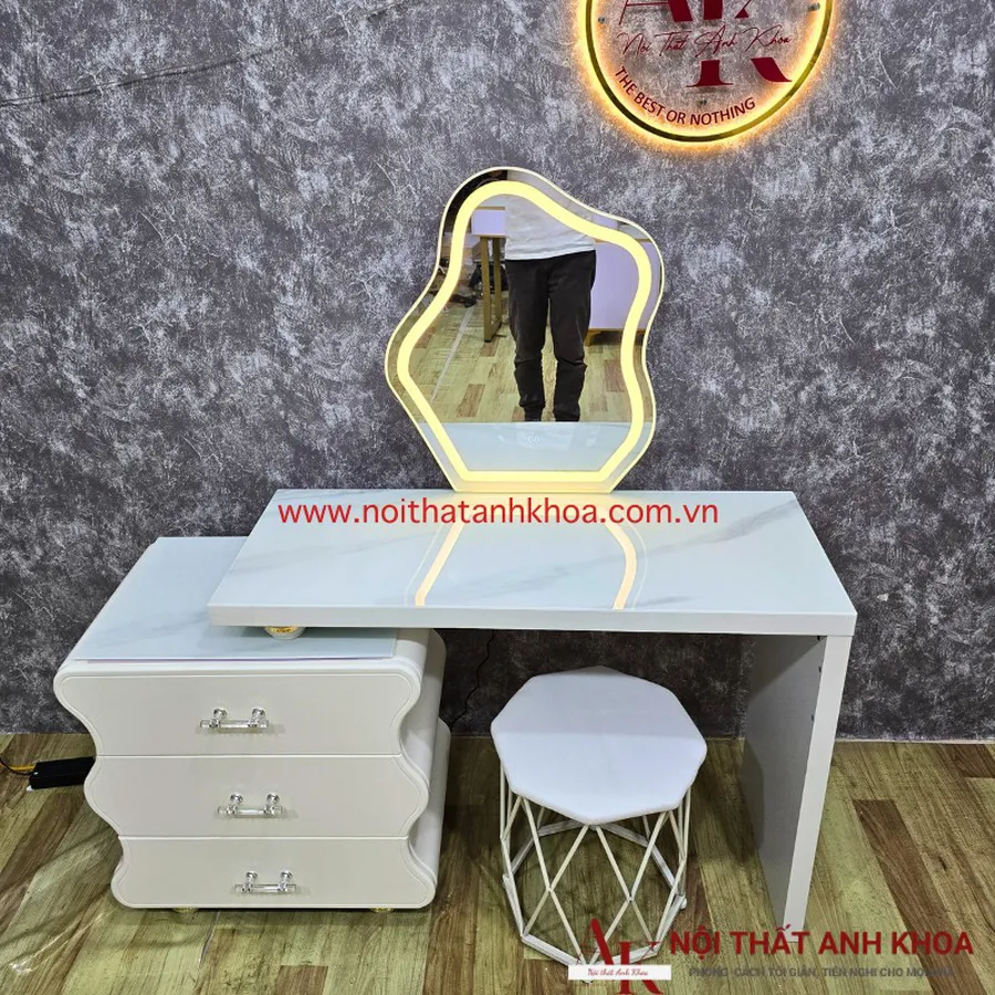 Mẫu Bàn Trang Điểm Đẹp Gỗ MDF Màu Trắng Sang Trọng Hiện Đại (Hàng nhập khẩu)