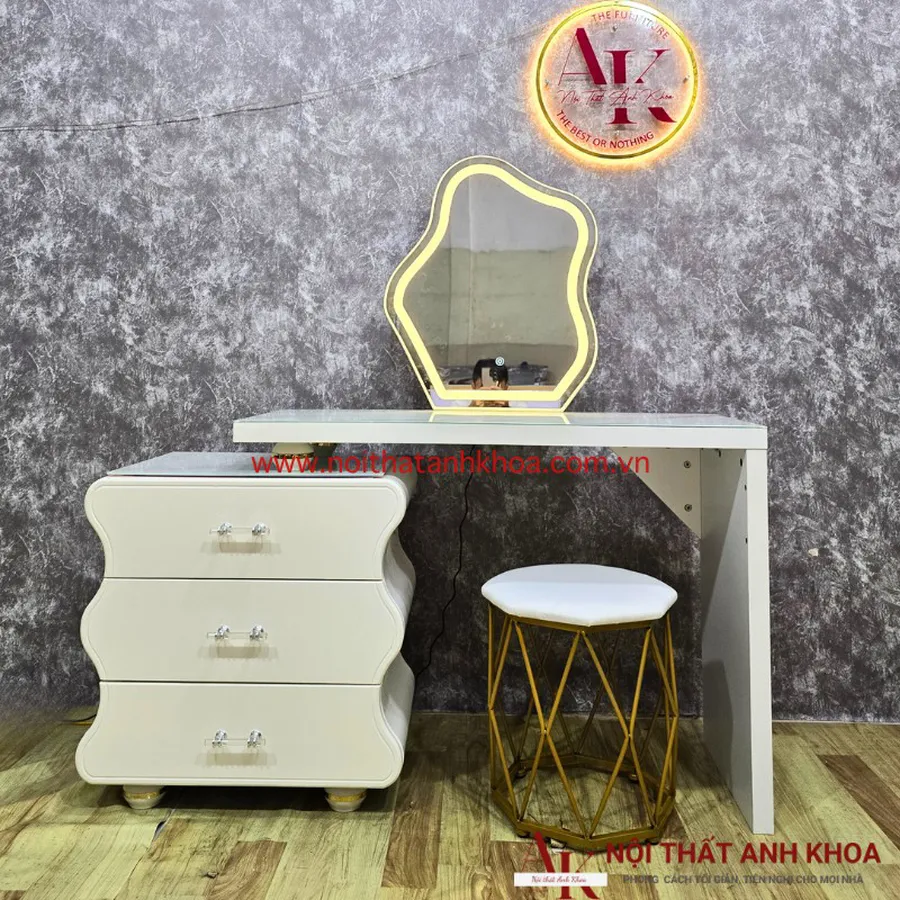 Mẫu Bàn Trang Điểm Đẹp Gỗ MDF Màu Trắng Sang Trọng Hiện Đại (Hàng nhập khẩu)