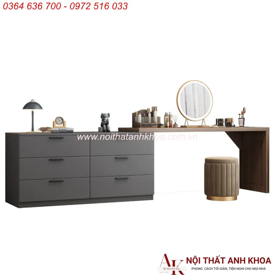 Mẫu Bàn Trang Điểm Kết Hợp Kệ Tivi Gỗ MDF Sang Trọng