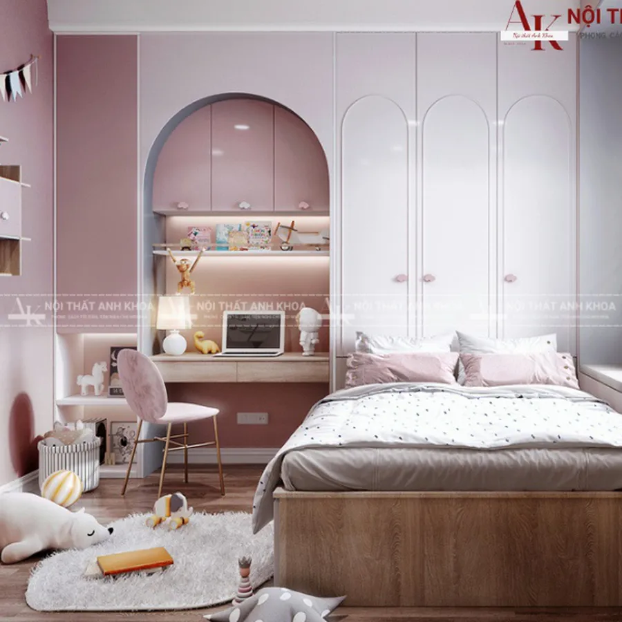 Mẫu Decor Phòng Ngủ Bé Gái Phong Cách Hiện Đại