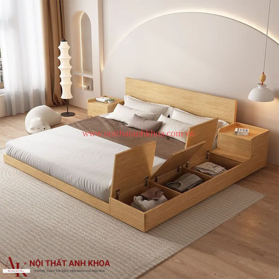 Mẫu Giường Ngủ Bệt Thông Minh Có Nắp Bật Giá Rẻ