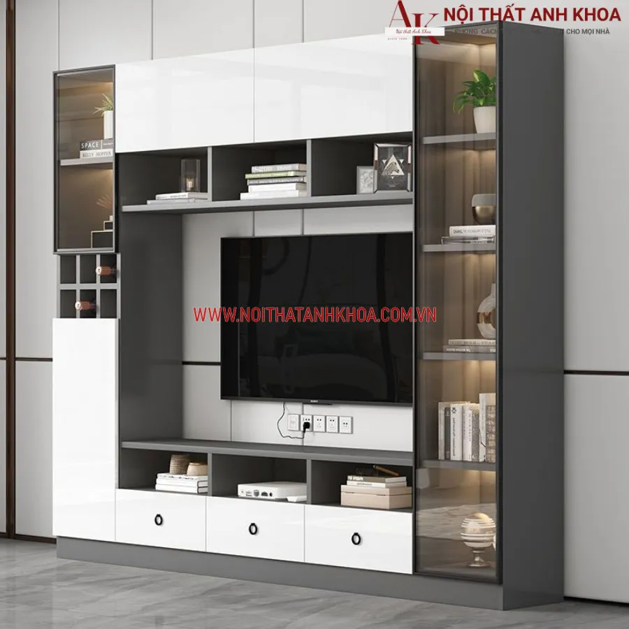 Mẫu Kệ Tivi Phòng Khách Gỗ Công Nghiệp Hiện Đại Sang Trọng