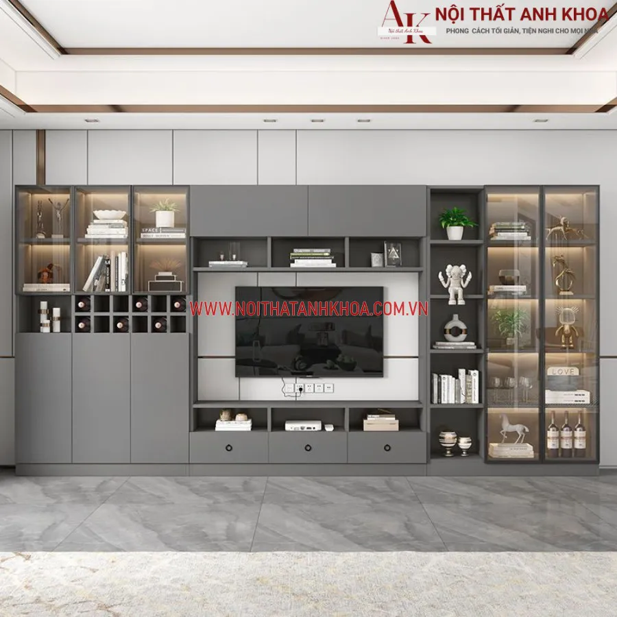 Mẫu Kệ Tivi Phòng Khách Gỗ Công Nghiệp Hiện Đại Sang Trọng