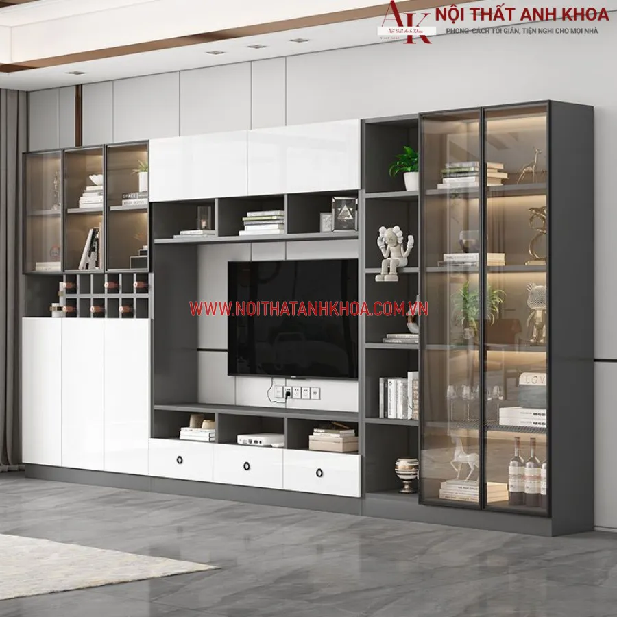 Mẫu Kệ Tivi Phòng Khách Gỗ Công Nghiệp Hiện Đại Sang Trọng