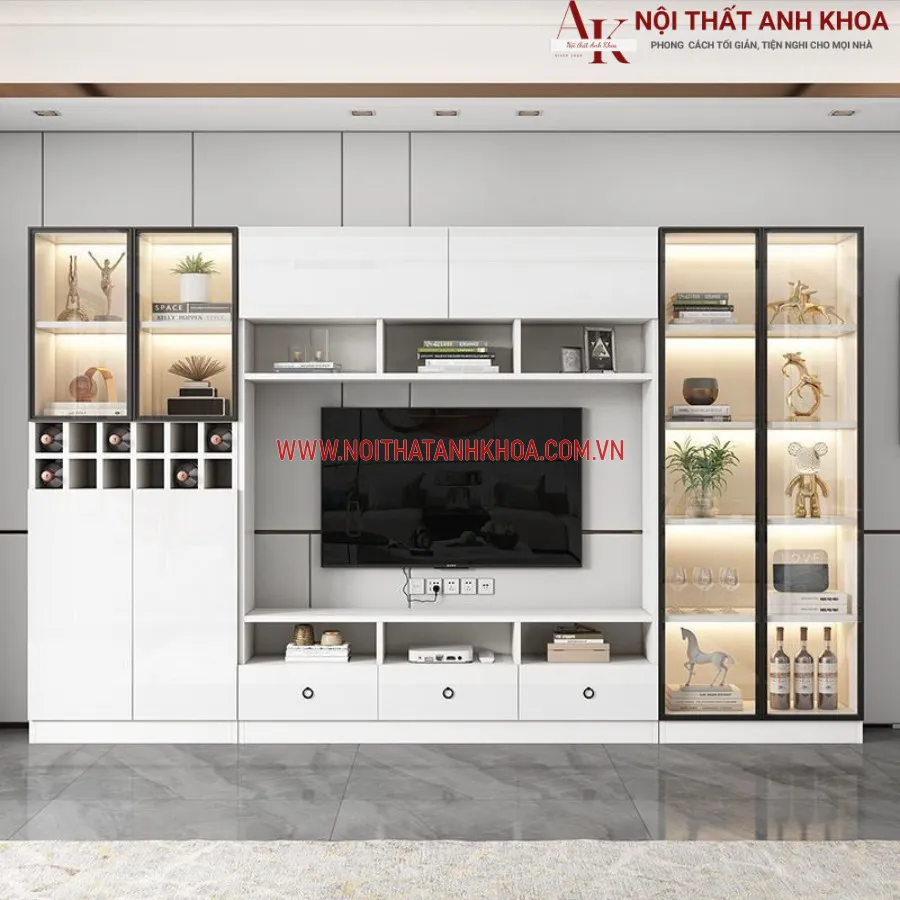 Mẫu Kệ Tivi Phòng Khách Gỗ Công Nghiệp Hiện Đại Sang Trọng