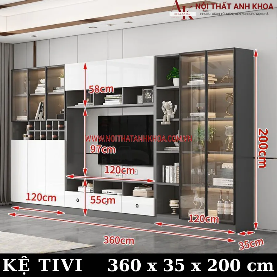 Mẫu Kệ Tivi Phòng Khách Gỗ Công Nghiệp Hiện Đại Sang Trọng
