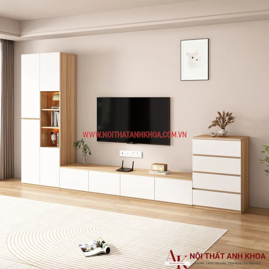 Mẫu Kệ Tivi Phòng Khách Kết Hợp Tủ Kệ Hiện Đại