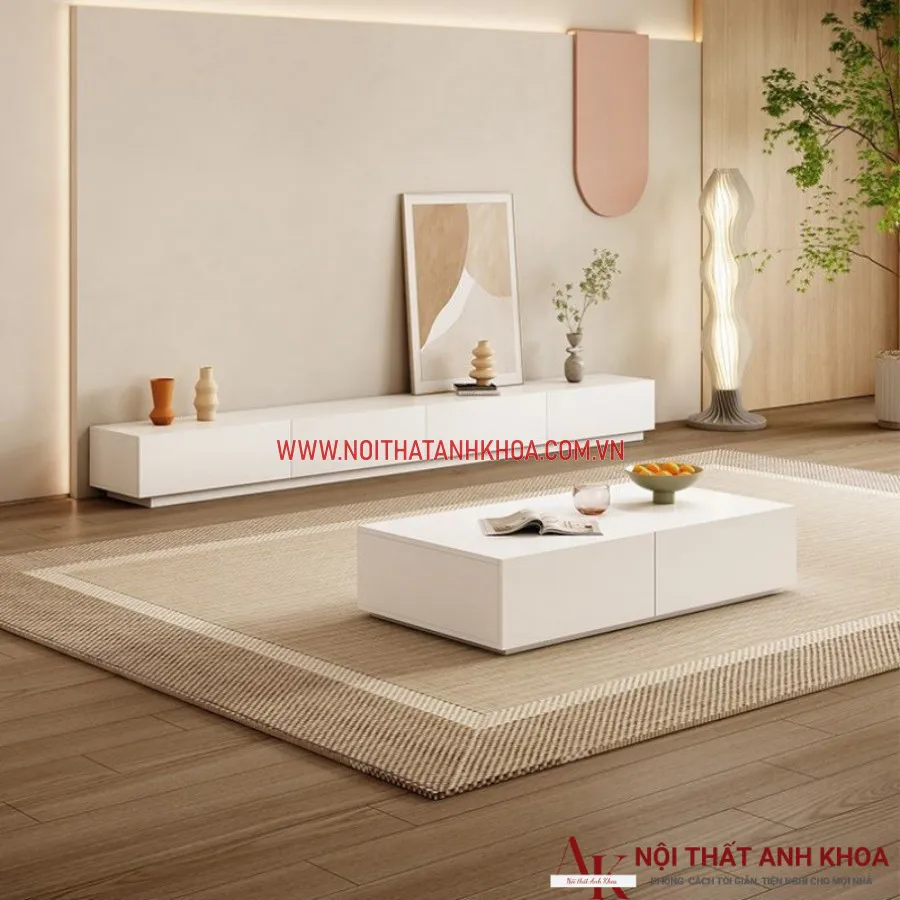 Mẫu Kệ Tivi Treo Tường Màu Trắng Gỗ Công Nghiệp Đẹp Hiện Đại