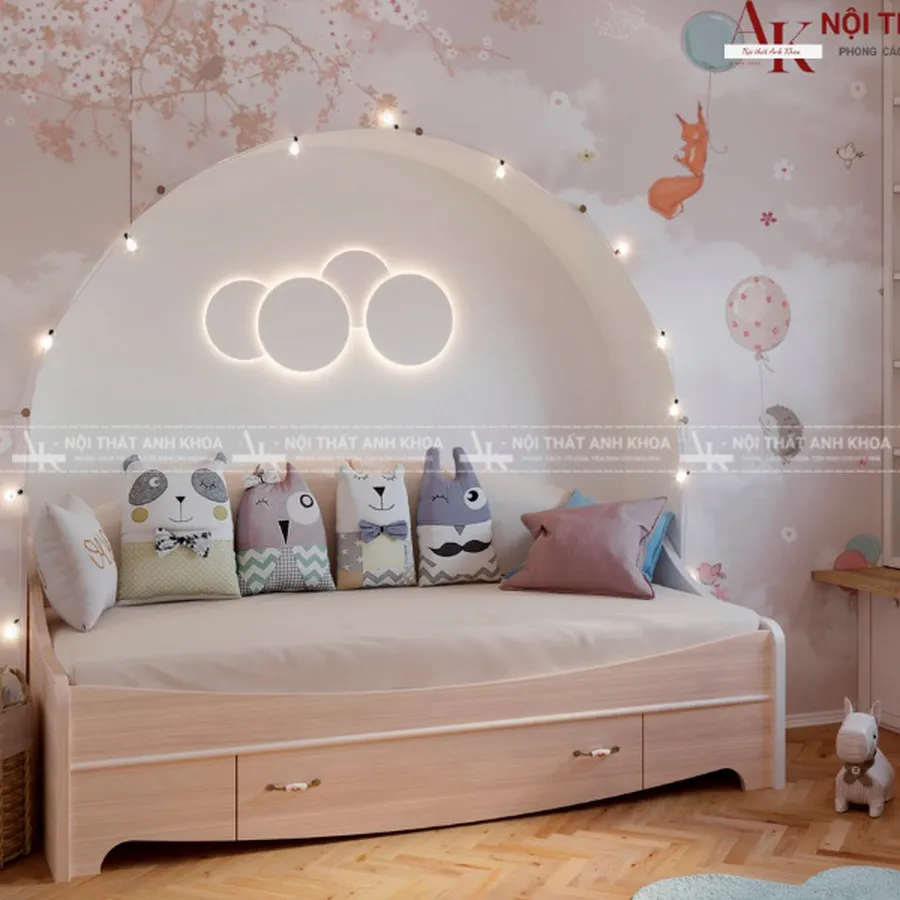 Mẫu Phòng Ngủ Bé Gái Đơn Giản Hiện Đại