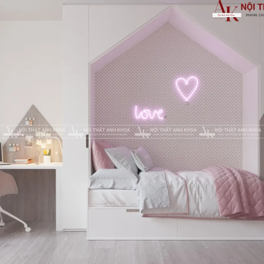 Mẫu Phòng Ngủ Bé Gái Đơn Giản Hiện Đại