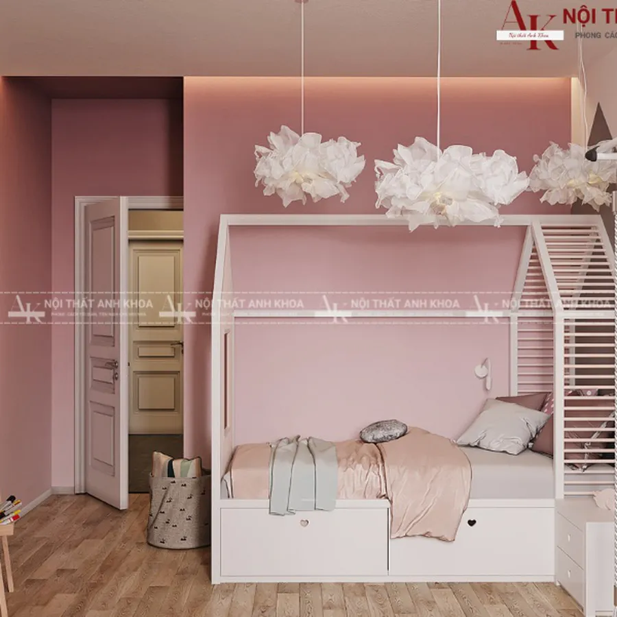 Mẫu Phòng Ngủ Bé Gái Đơn Giản Hiện Đại
