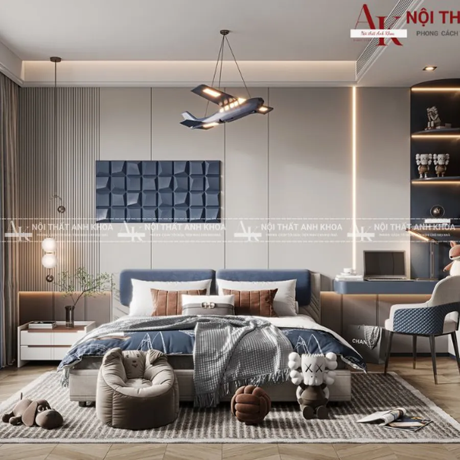 Mẫu Phòng Ngủ Cho Bé Trai Gỗ Công Nghiệp Cao Cấp