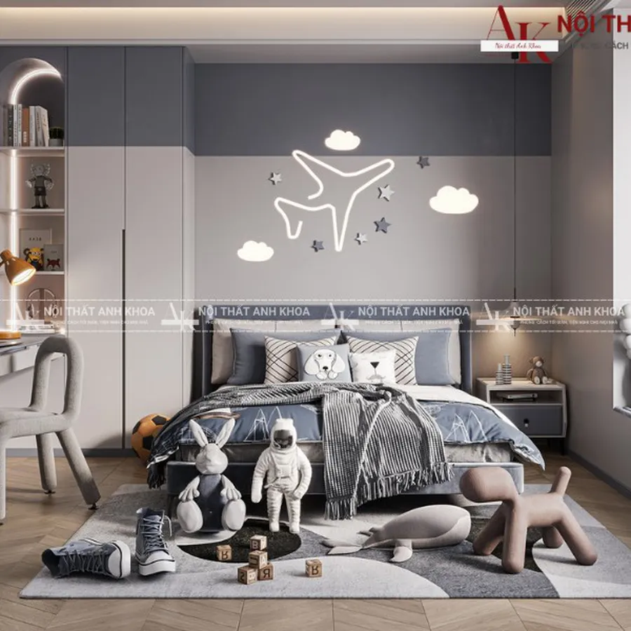 Mẫu Phòng Ngủ Cho Bé Trai Gỗ Công Nghiệp Cao Cấp