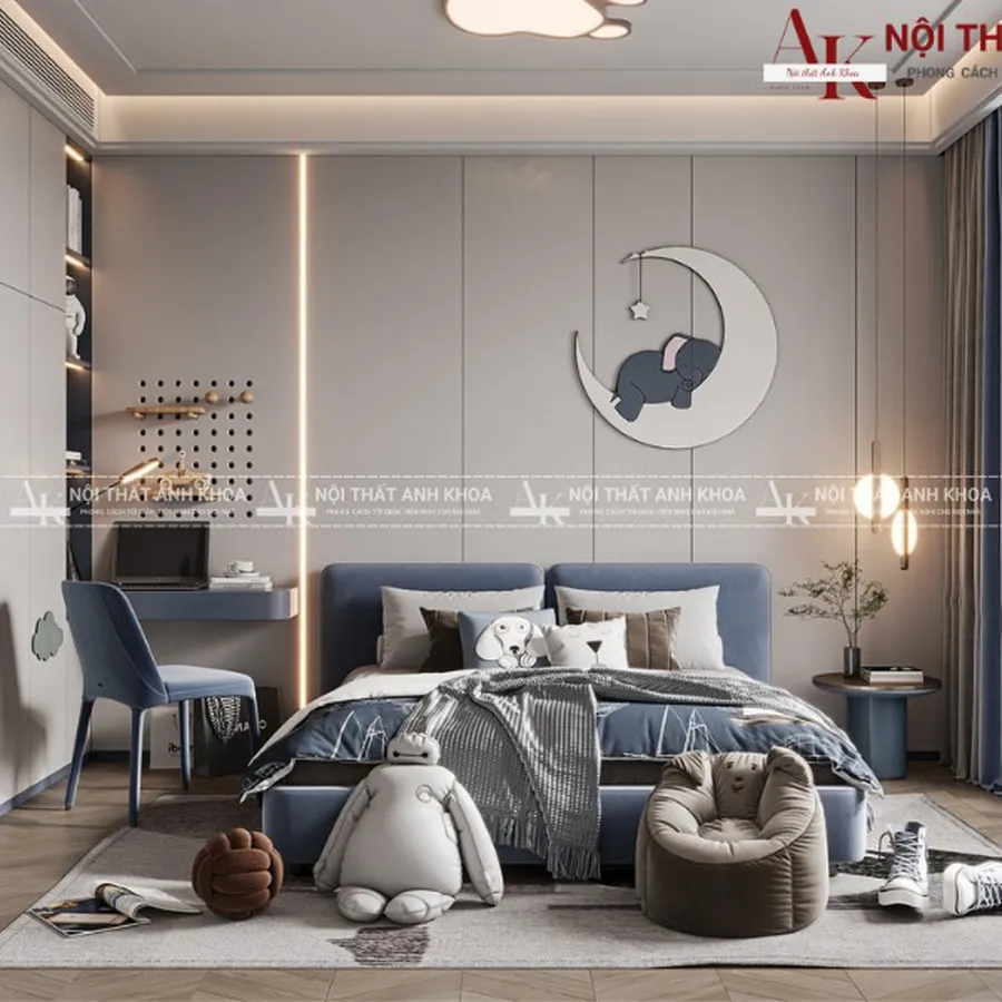 Mẫu Phòng Ngủ Cho Bé Trai Gỗ Công Nghiệp Cao Cấp