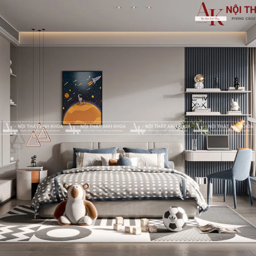 Mẫu Phòng Ngủ Cho Bé Trai Gỗ Công Nghiệp Cao Cấp