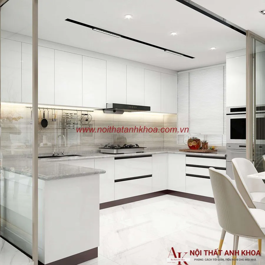 Mẫu Tủ Bếp Đẹp Gỗ MDF Chống Ẩm Hiện Đại Sang Trọng