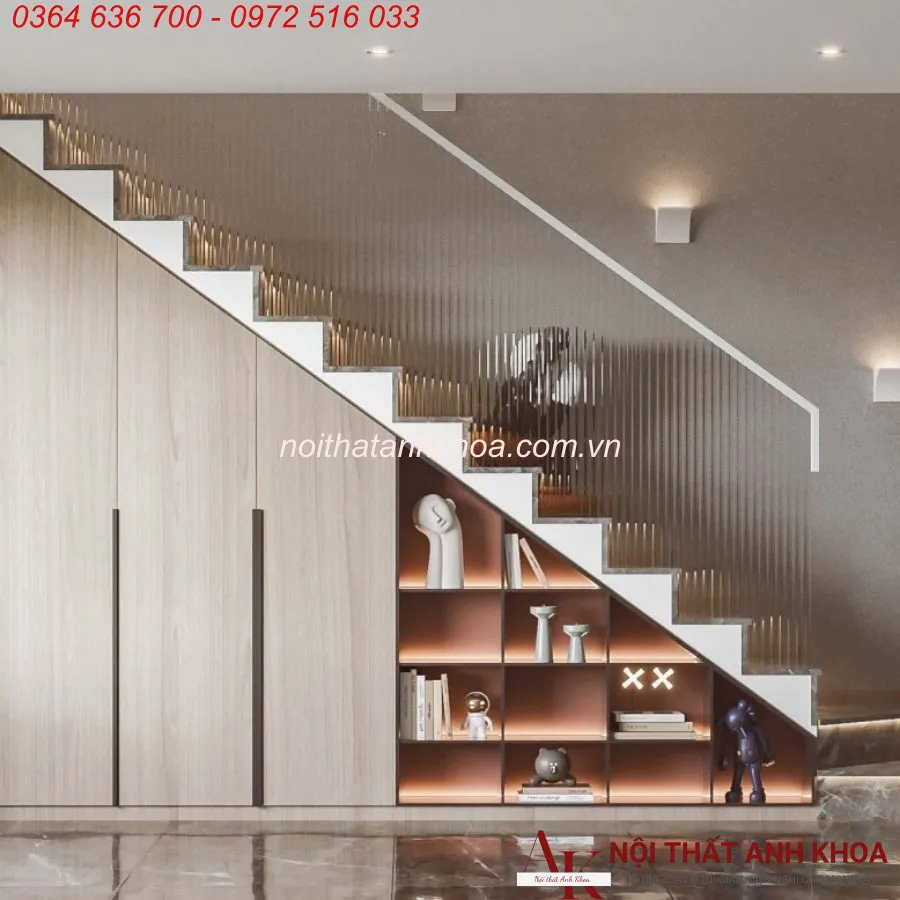 Mẫu Tủ Gầm Cầu Thang Kết Hợp Với Tủ Rượu Đẹp Hiện Đại