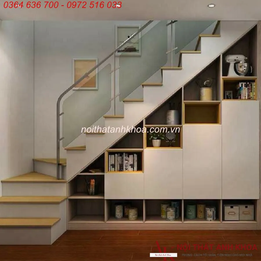 Mẫu Tủ Gầm Cầu Thang Kết Hợp Với Tủ Rượu Đẹp Hiện Đại