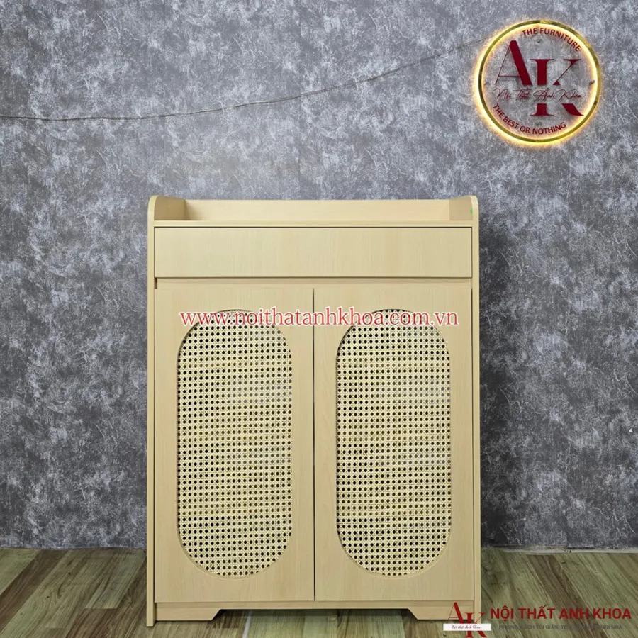 Mẫu Tủ Giày Dép Hiện Đại Gỗ MDF Cánh Đan Mây