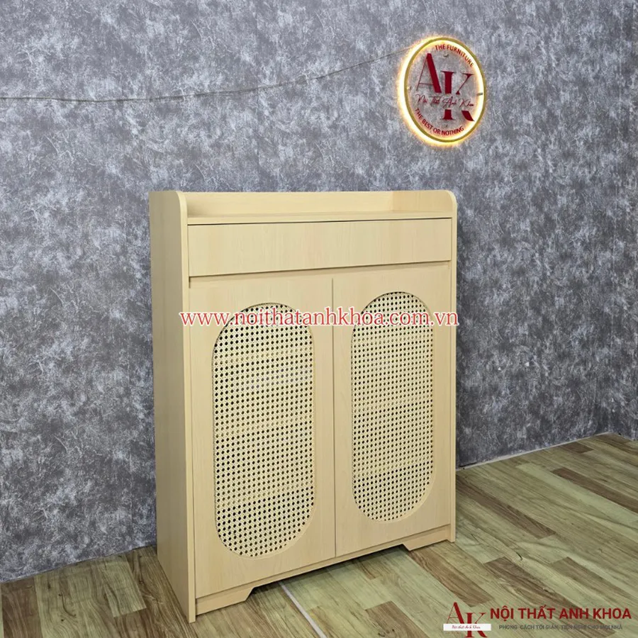 Mẫu Tủ Giày Dép Hiện Đại Gỗ MDF Cánh Đan Mây