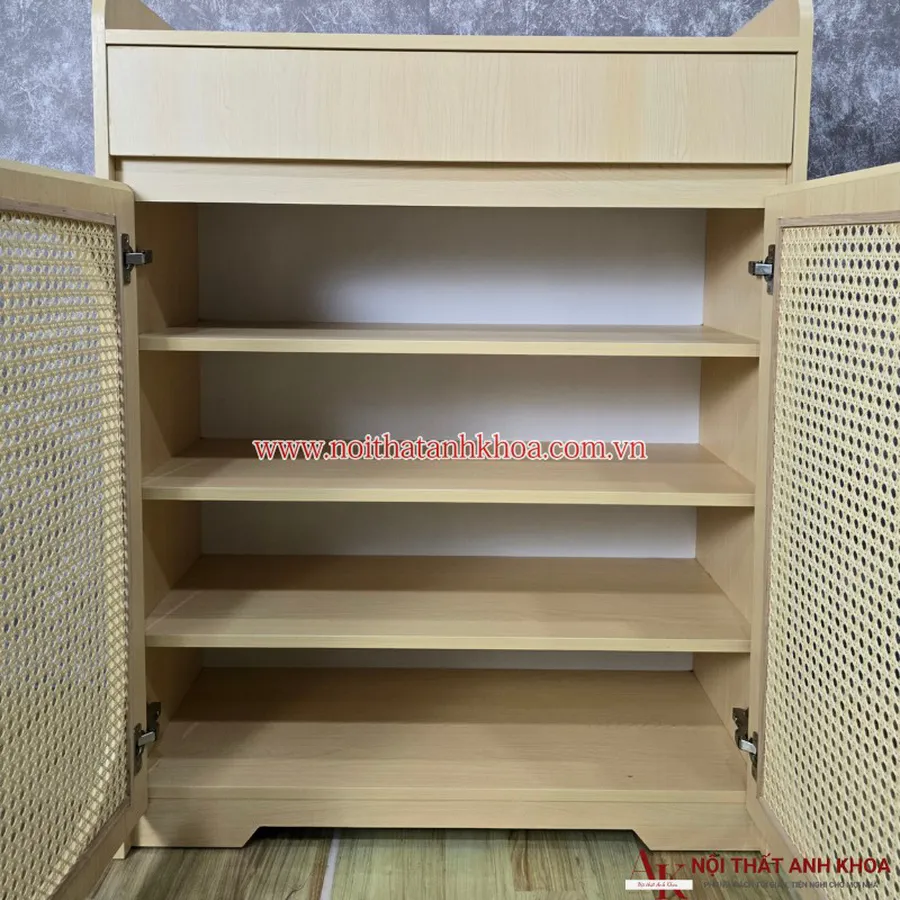 Mẫu Tủ Giày Dép Hiện Đại Gỗ MDF Cánh Đan Mây